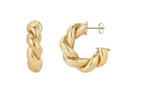 PAVOI 14K Gold-Plated Twisted Rope Hoop Earrings