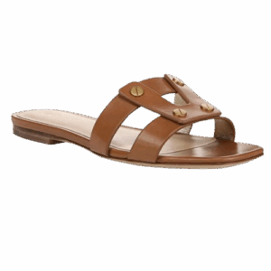 Veronica Beard Via Leather Flat Slide Sandals