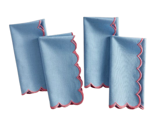 Scallop Border Cotton Linen Napkins