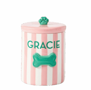 Striped Ceramic Dog Treat Jar