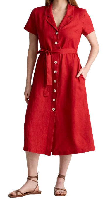 Quince European Linen Button-Front Dress