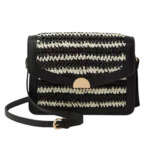 Ann Taylor Weekend Striped Raffia Crossbody Bag