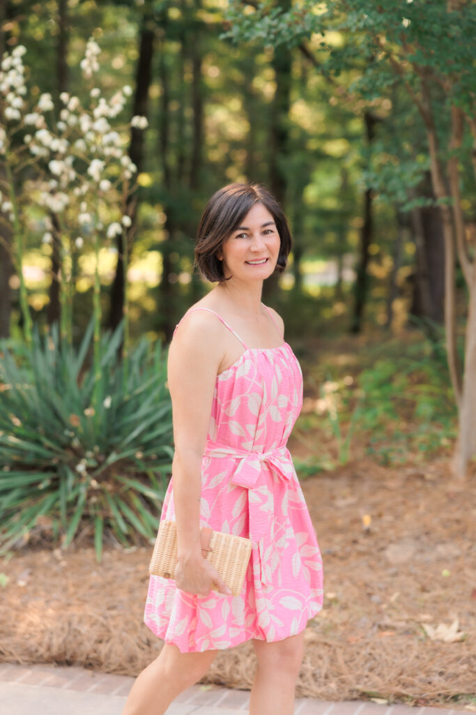 wedges, wicker bag, occasion, summer outfit