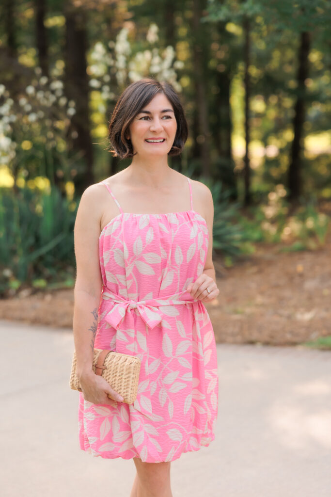 wedges, wicker bag, occasion, summer outfit