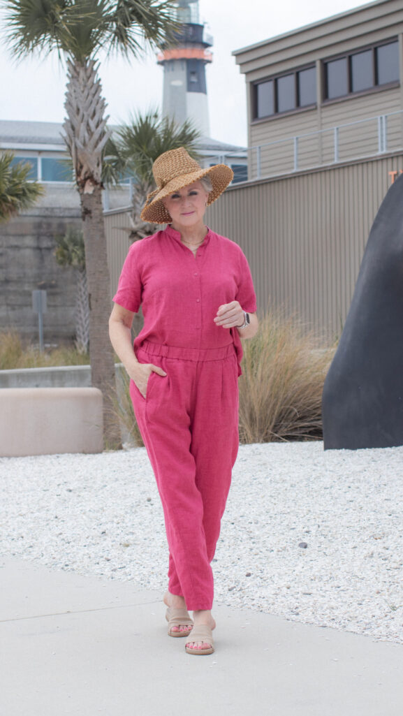 sleeveless tops, summer blazer, matching magic, wide-leg trousers