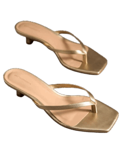 Anthropologie Gold Thong Kitten Heels