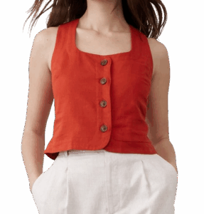 Banana Republic Factory Linen-Blend Button Top