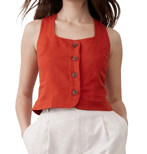 Banana Republic Factory Linen-Blend Button Top