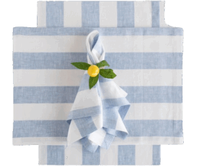 White & Blue Striped Outdoor Table Runner