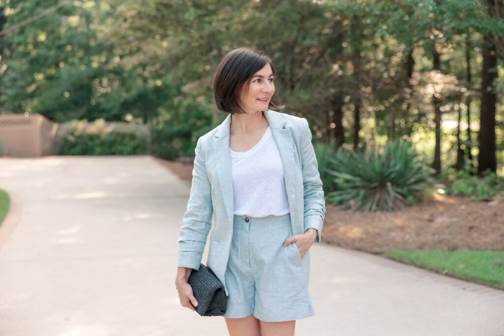 Shorts, Blazer, Fisherman Sandals, Woven Accessories, Linen