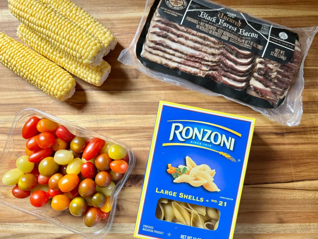 Summer Pasta, Ingredients, How to Prepare Bacon and Corn Pasta