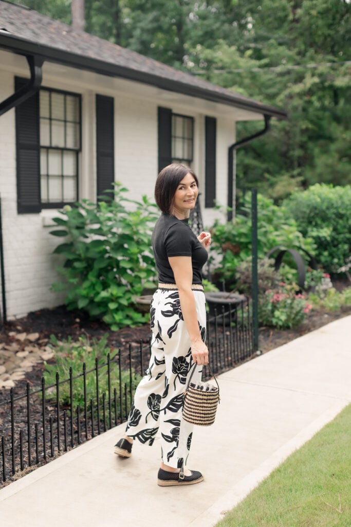 Shop the Look, Petite Fashion, Linen Pants, White Denim, Summer Style, Woven Accessories