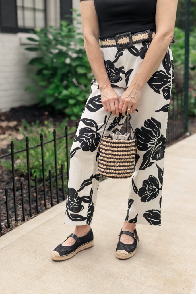 Shop the Look, Petite Fashion, Linen Pants, White Denim, Summer Style, Woven Accessories