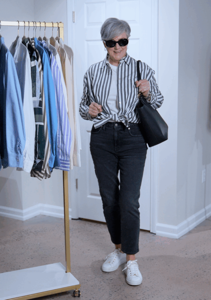 Linen, Cotton, Poplin, tied at the waist, Untucked, Casual Fashion, Summer Looks, Pulled Together Look
