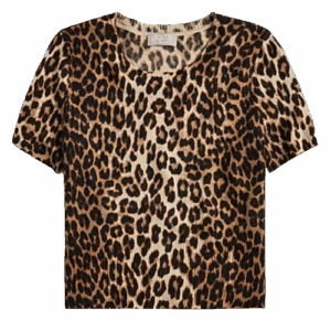 J.Crew Featherweight Cashmere Shrunken Tee in Leopard