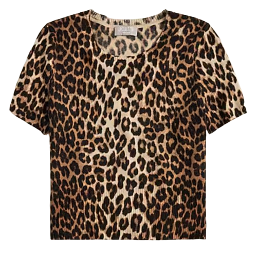 J.Crew Featherweight Cashmere Shrunken Tee in Leopard