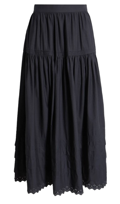 Dôen Sebastiane Tiered Organic Cotton Poplin Maxi Skirt