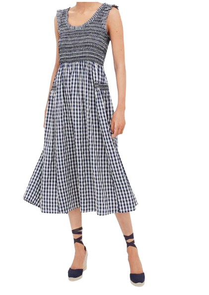 Pomander Place Gingham Smocked Abilene Midi Dress