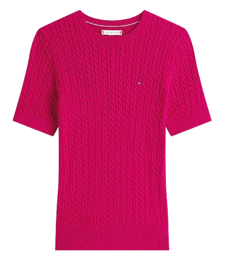 Tommy Hilfiger Cable Knit Short-Sleeve Sweater