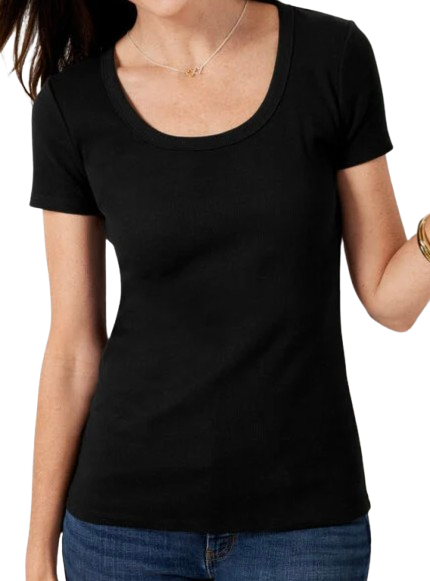 Talbots Scoop Neck Ribbed Top