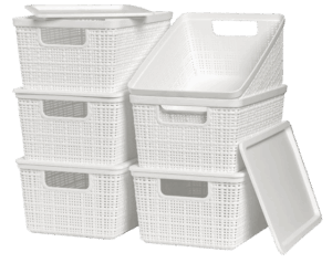 Plastic Woven Storage Bins with Lids