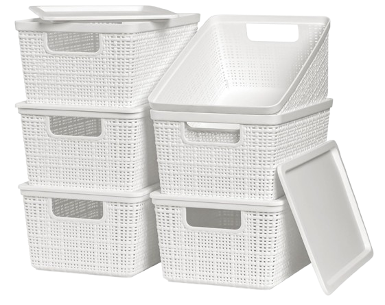 Plastic Woven Storage Bins with Lids