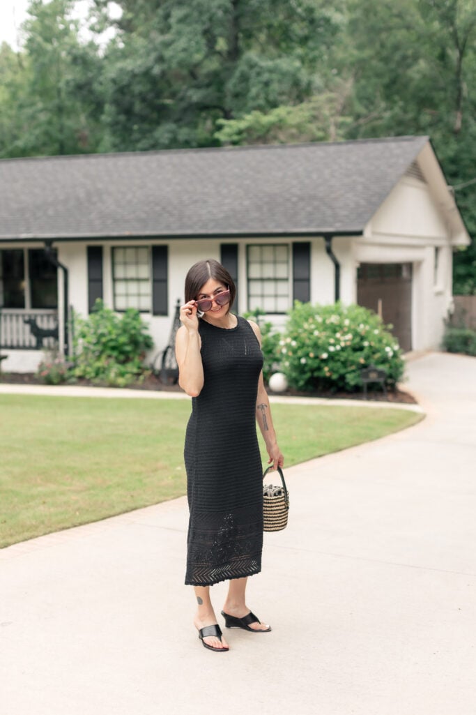 Summer Style, Basket Bag, Sunglasses, Petite Fashion, Shop the Look, Pointelle Dress