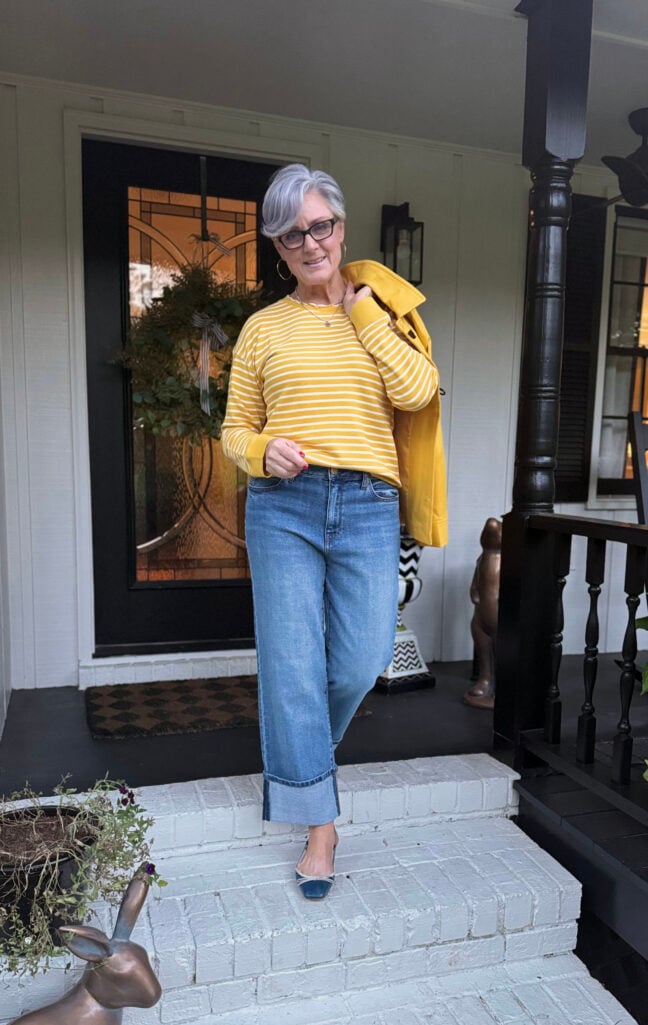 How to Style Talbots Fall Clothes, Yellow top and jacket