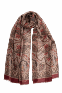 Printed Uffizi Wool Scarf in Travertine Beige