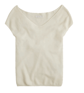 J.Crew Cashmere Silk-Blend V-Neck Sweater Tee in White