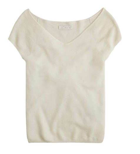 J.Crew Cashmere Silk-Blend V-Neck Sweater Tee in White