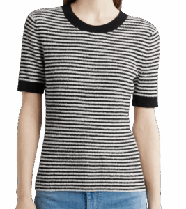 Nic+Zoe Textured Stripe Short-Sleeve Sweater