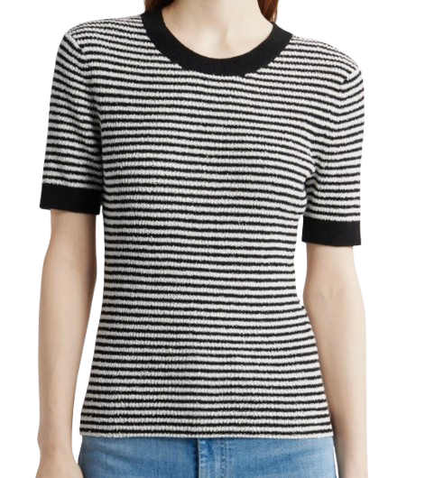 Nic+Zoe Textured Stripe Short-Sleeve Sweater