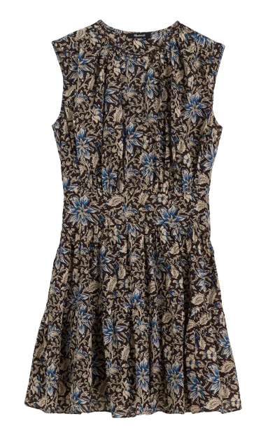 Madewell Gathered Button-Front Mini Dress in Floral