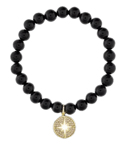 Onyx Beaded Bracelet with Charm