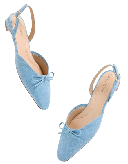 Talbots Denim Bow Slingbacks