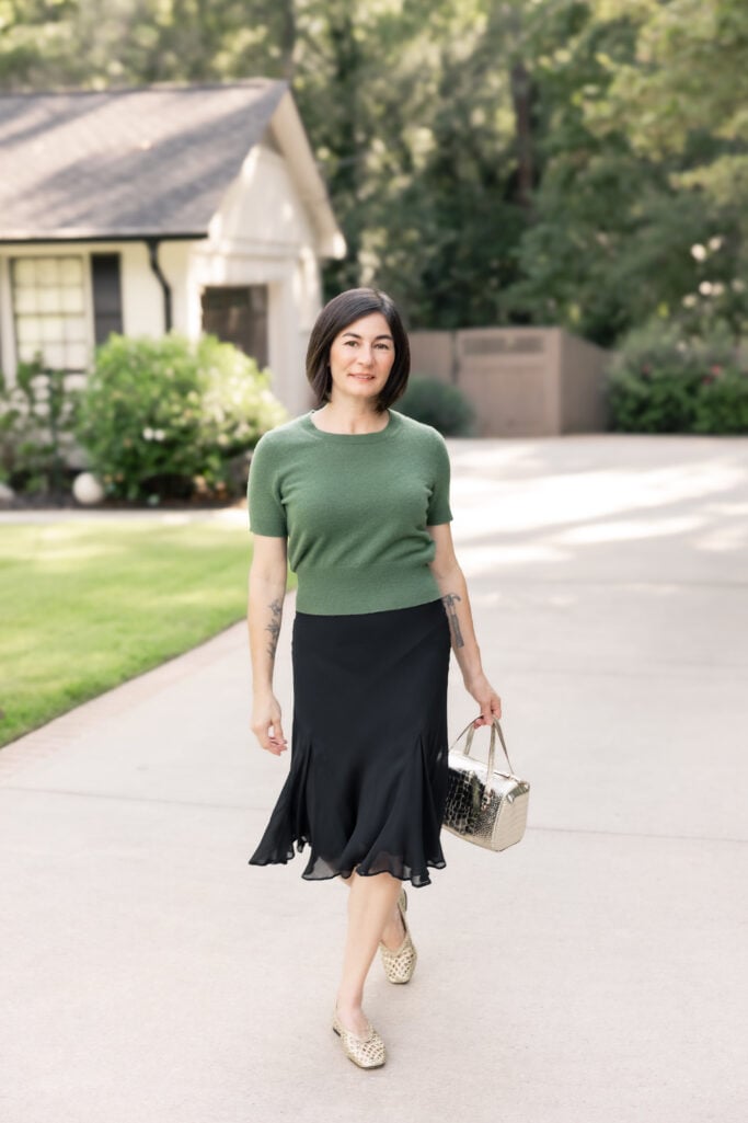 Chiffon Flounce Hem Skirt Styled for Fall