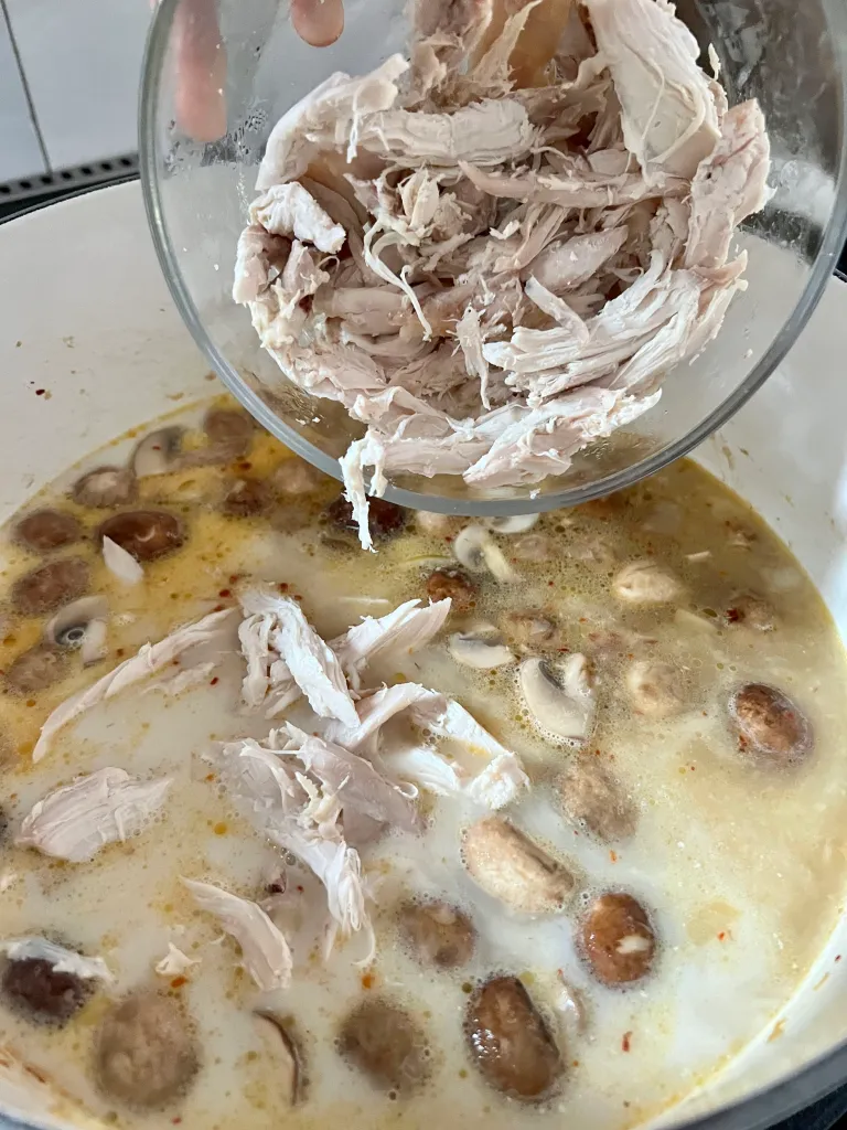 Adding Cooked, Shredded Chicken