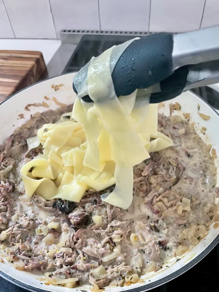 add the cooked noodles