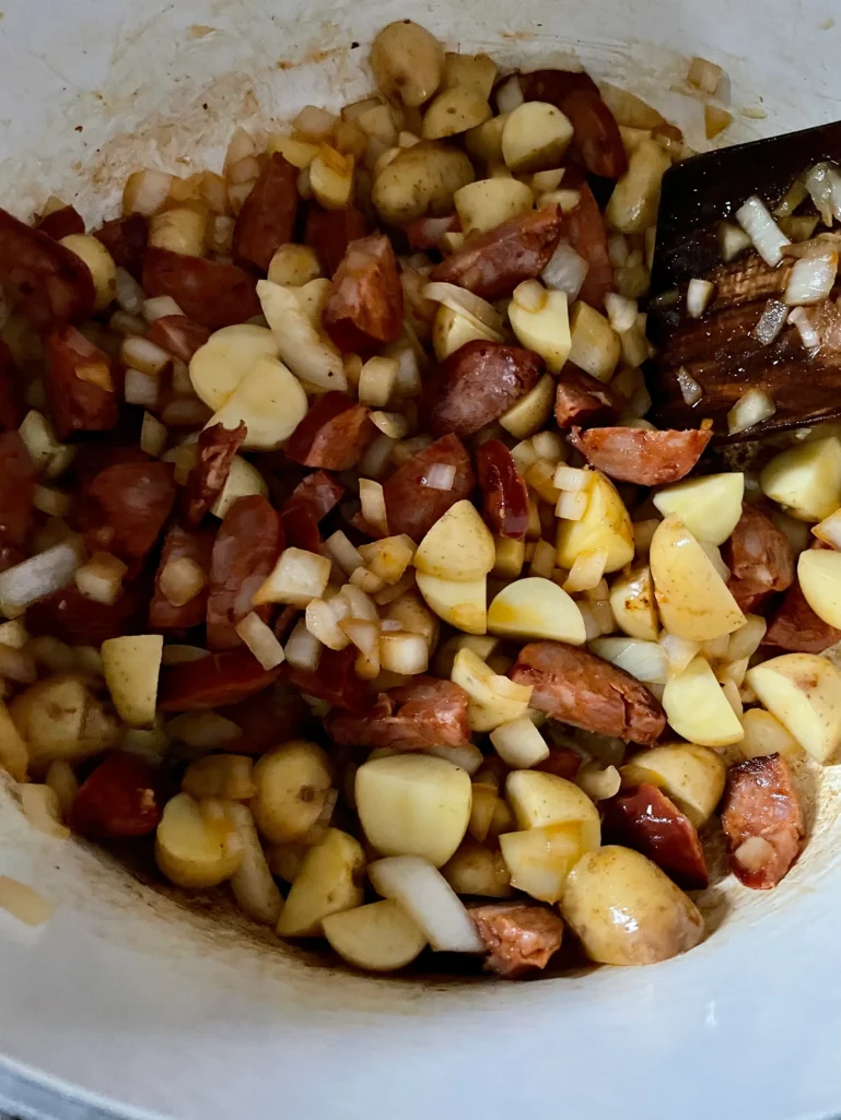 Sauté Potatoes, Onion, and sausage