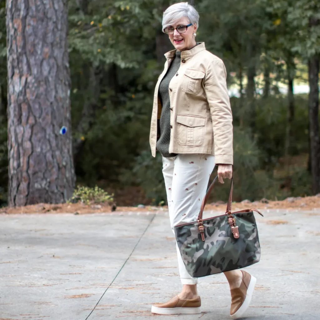 cream and camel casual preppy outfit