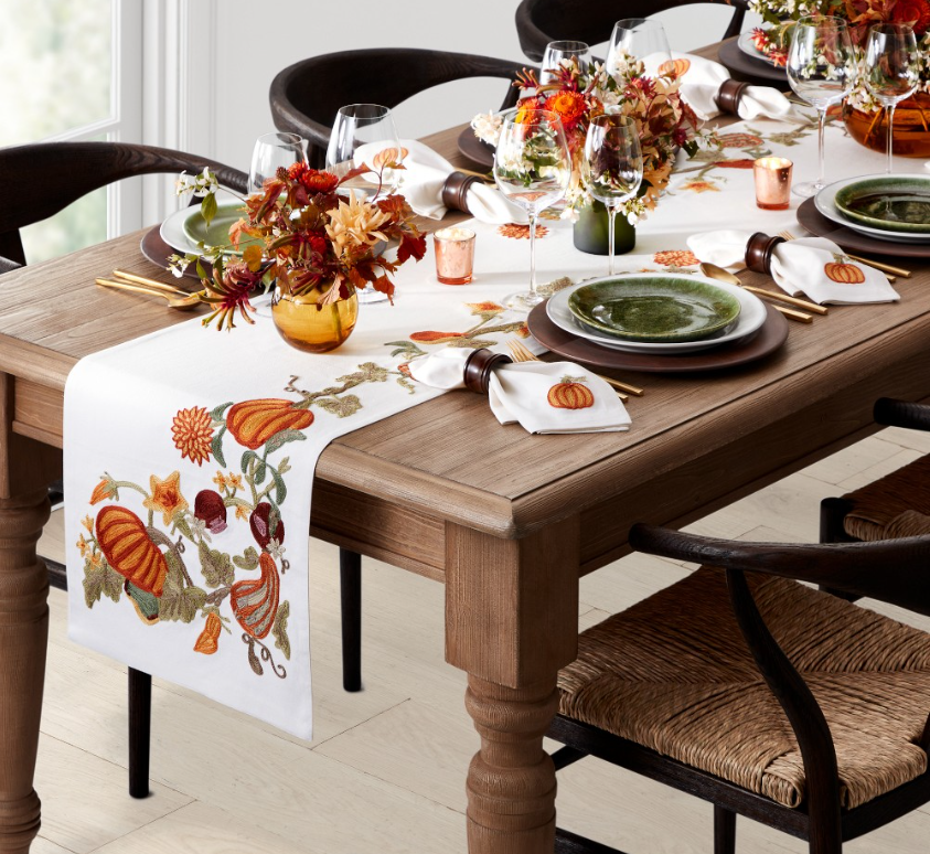 Embroidered Harvest Table Runner