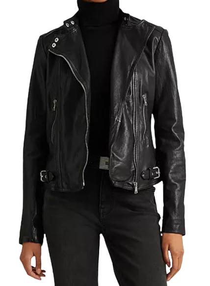 Ralph Lauren Black Leather Moto Jacket