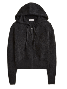 J.Crew Brushed Cashmere Zip Up Hoodie – Black