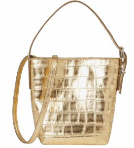 Madewell Croc-Embossed Gold Bucket Bag