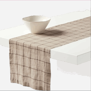 Crate & Barrel European Flax Windowpane Linen Runner