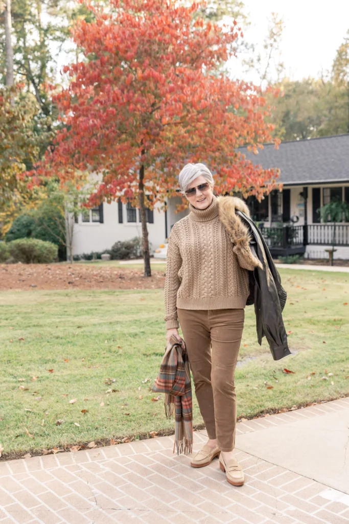 camel and brown outfit