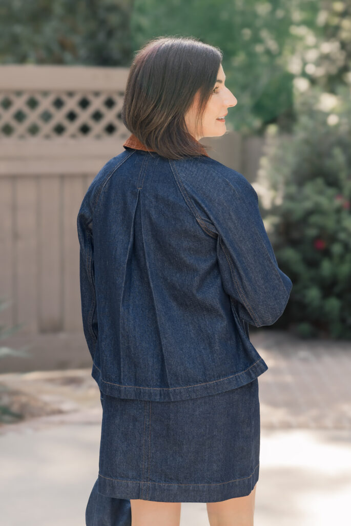 denim jacket pleat details