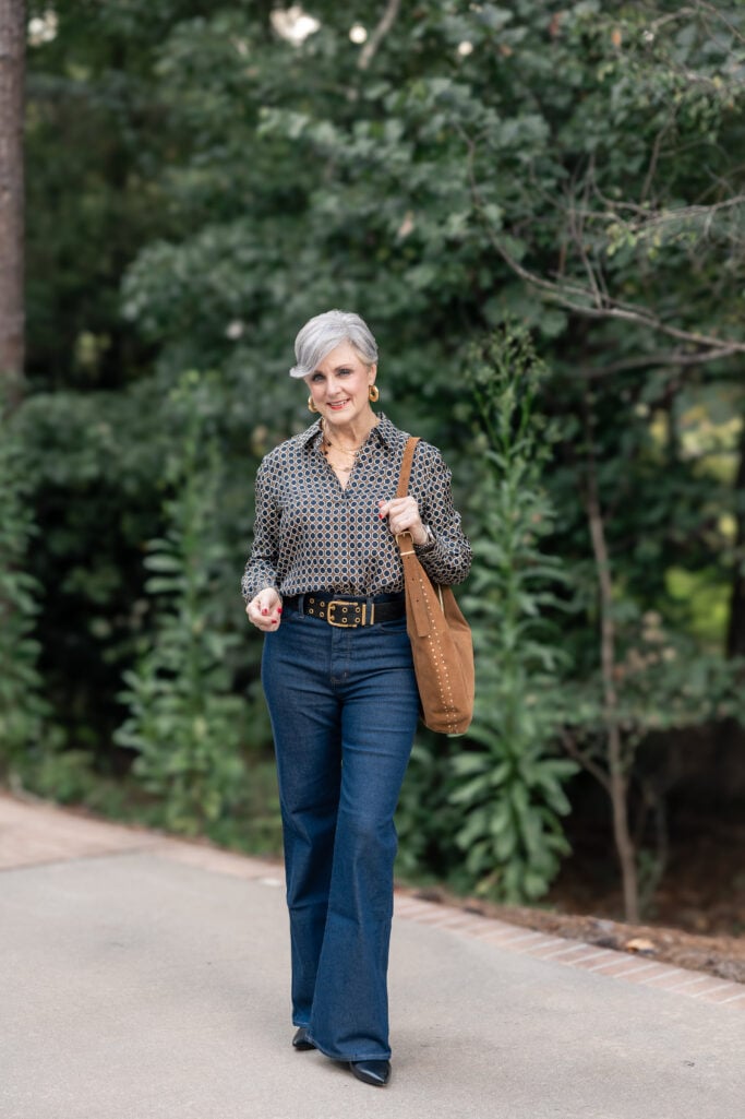 Dark denim in flattering bootcut style