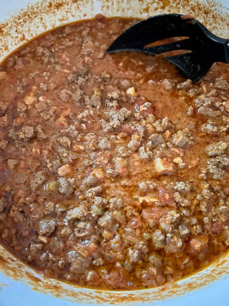 simmering lamb bolognese